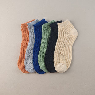 外贸尾货夏季 超薄网眼镂空女士短筒袜夏天透气吸汗防臭棉袜子多色