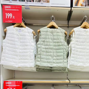 羽绒马甲坎肩 轻薄羽绒背心女90白鸭绒内胆短款 日单折扣冬季 便携式