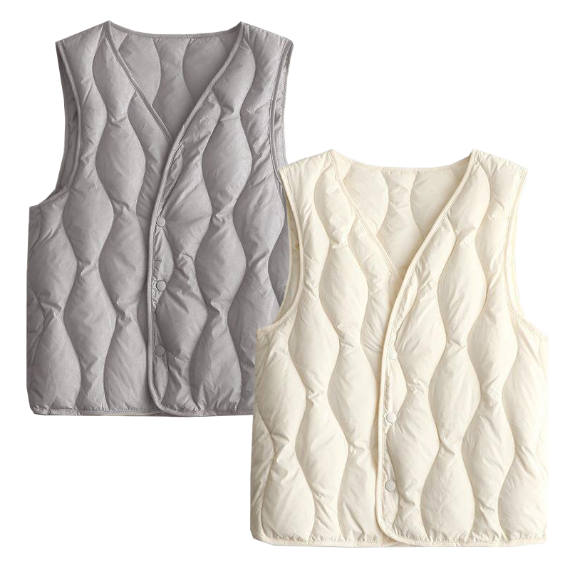 优衣厍女深V领短款羽绒内胆马甲