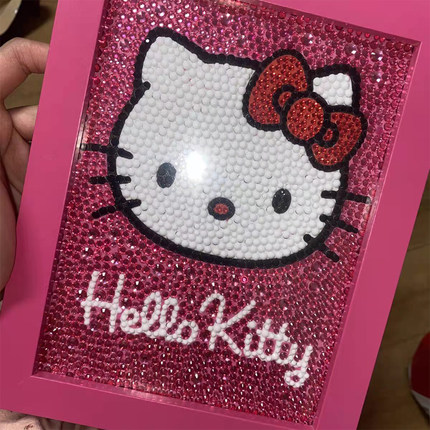 儿童钻石画手工diy凯蒂猫卡通kt猫咪hellokitty满钻闺蜜生日礼物