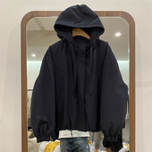 韩国东大门25冬装 休闲带帽冲锋衣羽绒服夹克 韩版 新款 下摆抽绳时尚