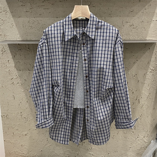 韩国in.11正品26春装新后下摆开叉褶皱设计感韩版两件套休闲衬衫