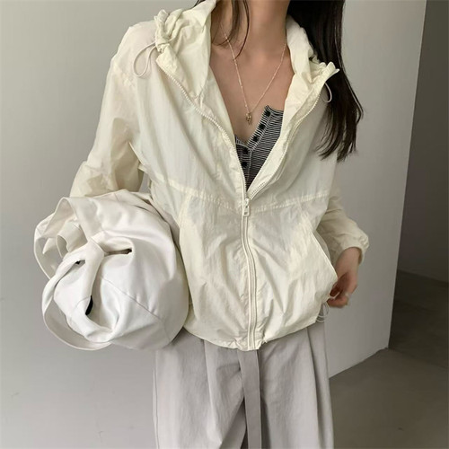 韩国the xiaoman正品26春夏网格里衬韩版休闲简约抽绳帽防晒外套