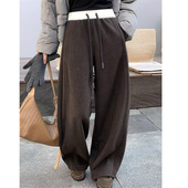 显瘦绵羊毛加绒弯刀休闲裤 韩国SOMMY正品 25冬拼色抽绳腰围韩版 505