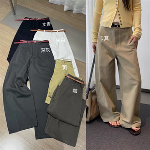 QIANBEISI正品26春装新款简约纯色韩版休闲裤窄版弯刀显瘦直筒裤