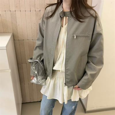 韩国OU.SHAYIL正版26春新款胸前拉链韩版休闲宽松工装外套65262A