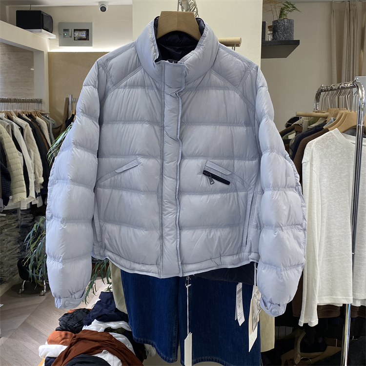 韩国25冬装新款腰间拉链撞色内里设计下摆抽绳时尚立领保暖羽绒服