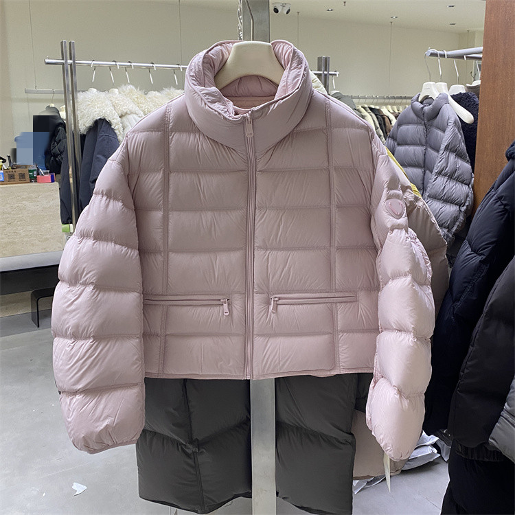 韩国25冬新下摆拉链横口袋袖子定标时尚韩版立领排骨白鹅绒羽绒服