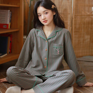 秋季新款女士纯棉磨毛睡衣春秋居家可外穿休闲家居服套装高端气质