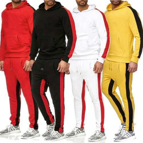 Hooded solid color sweatshirt casual suit连帽纯色休闲套装男