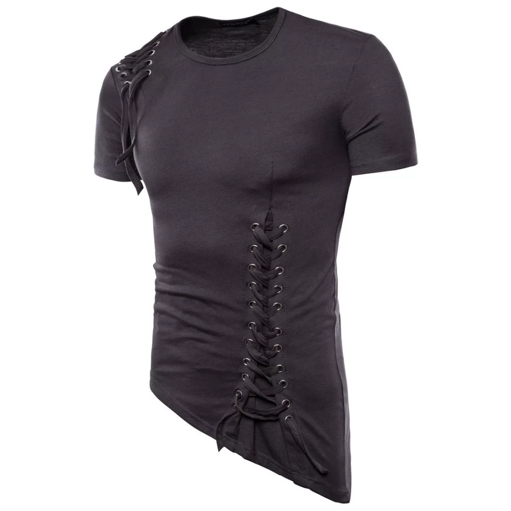 Футболка Slim Fit с кругло-воротником и шнуровкой, Slim Slim Strikes, круглый вырез, повседневная футболка