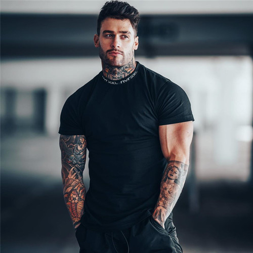 Neck Collar Casual Solid Sports T-Shirt缩领休闲纯色运动T恤男
