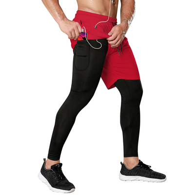 Men Workout Shorts Double-Deck Leggings Man Sport速干运动裤
