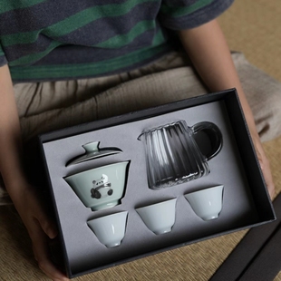 小白茶具//赋山堂礼盒套装陶溪川美术馆联名款茶器套组小容量盖碗