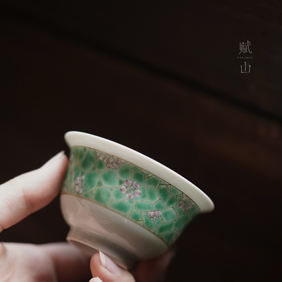 赋山堂古彩冰梅手工茶杯