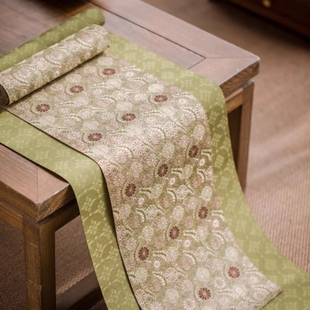 小白茶具//知舍茶席套组〈卷草纹茶席〉织锦材质中式桌旗茶桌布置