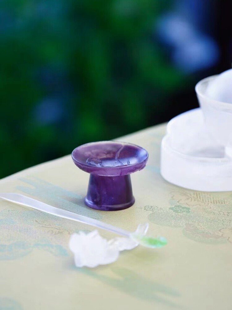 小白茶具//心缘堂琉璃盖置高足幽兰盖托紫砂壶盖底座茶桌摆件配件