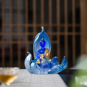 小白茶具//心缘堂琉璃佛像禅意家居玄关摆件莲花药师供佛台