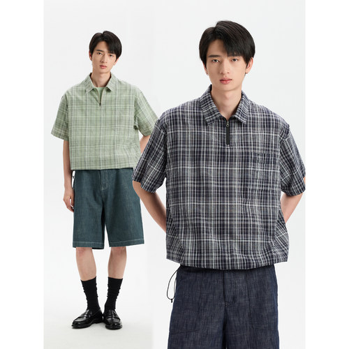BUTTBILL格纹知识分子风衬衫