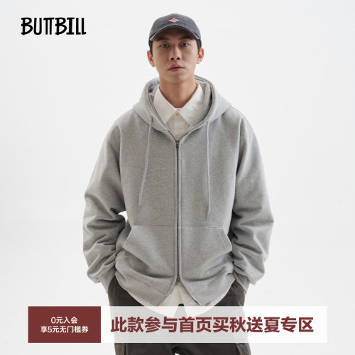 BUTTBILL复古拉链卫衣连帽衫