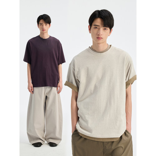 BUTTBILL汉麻复古宽松圆领短袖T