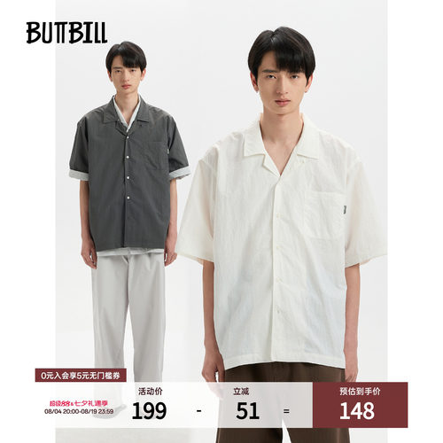 BUTTBILL23SS日系复古短袖衬衫