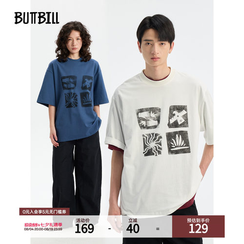 BUTTBILL复古凉感祖马印花短袖t