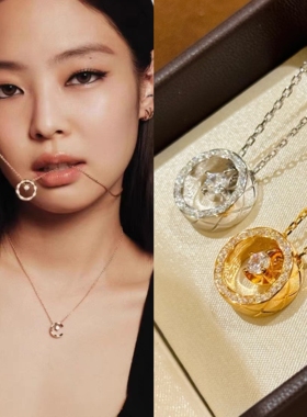 Jennie同款项链水冰月小金豆coco小香风经典菱格纹轻奢高级气质