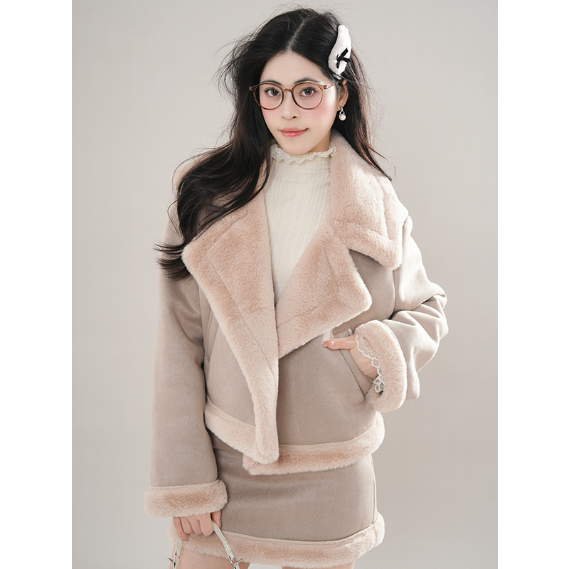 【维多利呀】韩系高级设计加厚短外套+显瘦半身裙冬季减龄穿搭