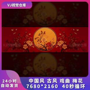 中国风 古风 戏曲 梅花 刀马旦舞台背景VJ说唱live house视频素材