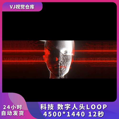 4K科技数字人头节奏VJ视频素材