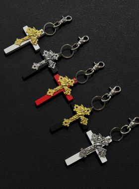 DomyLand 原创设计金属挂件裤子配件实心木十字架腰间钥匙扣挂饰