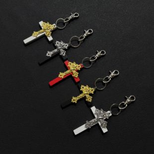 DomyLand 原创设计金属挂件裤子配件实心木十字架腰间钥匙扣挂饰