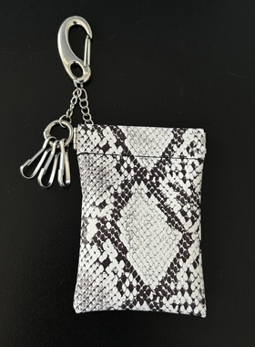 Domy原创蛇纹零钱包钥匙扣挂件便携式收纳卡包腰间挂饰复古街头