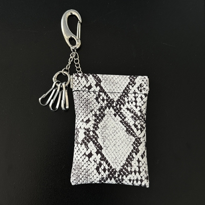Domy原创蛇纹零钱包钥匙扣挂件便携式收纳卡包腰间挂饰复古街头