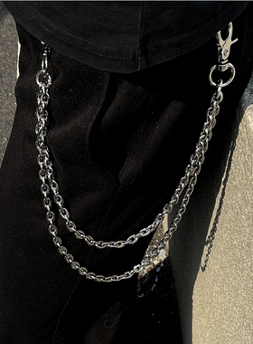 原创ins重工金属双层链裤链高克重腰间配饰cleanfit街头腰链挂饰