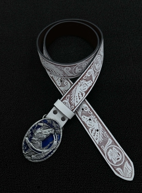 DomyLand复古雕花金属扣皮带