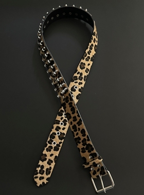 Domy原创百搭小众设计感穿搭配饰美式cleanfit皮带豹纹子弹腰带