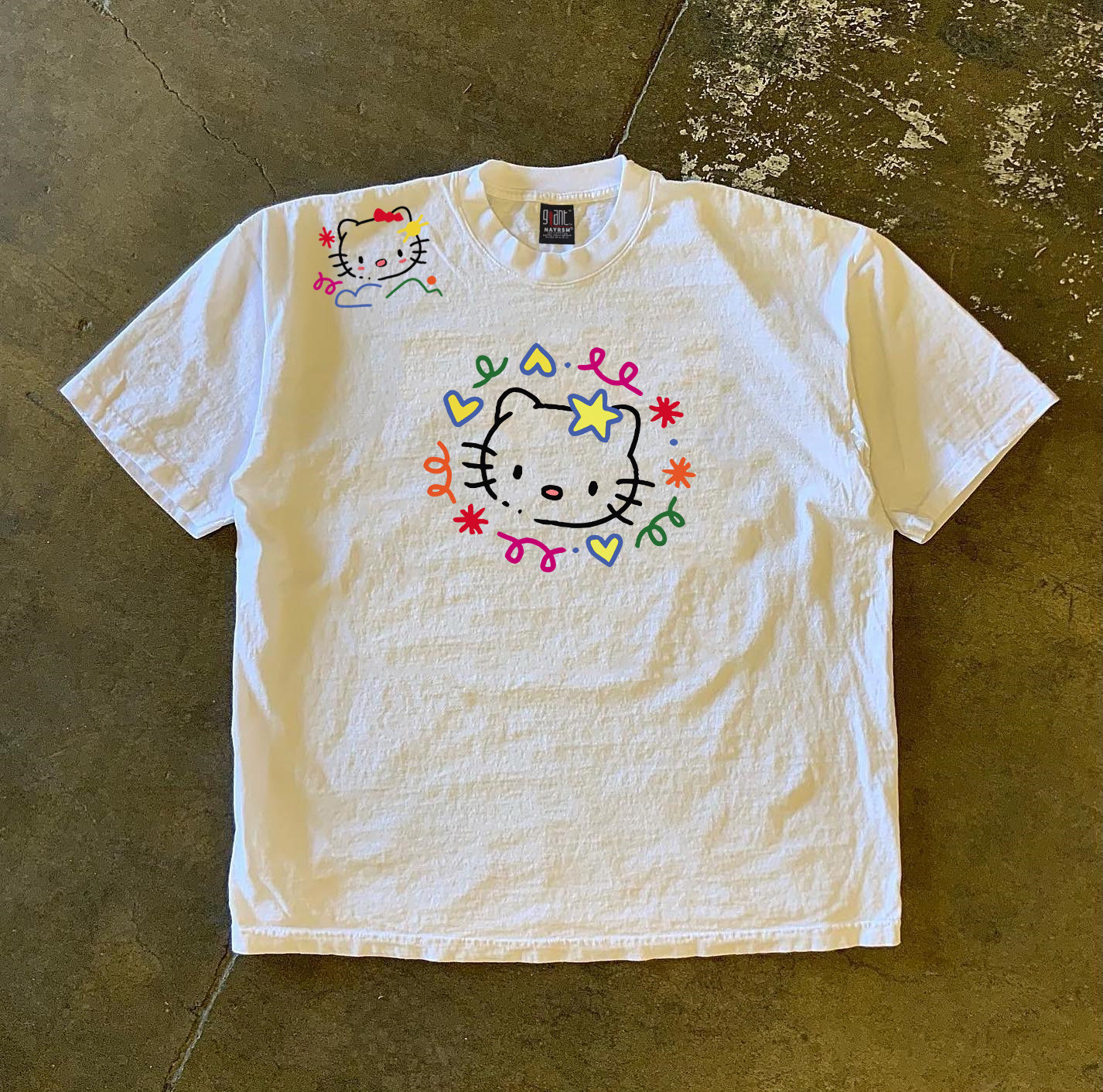 thumbnail for Xiao Chen's story is more than 260 grams of heavy cotton! ins cartoon cute cat male and female couple style niche short-sleeved t-shirt