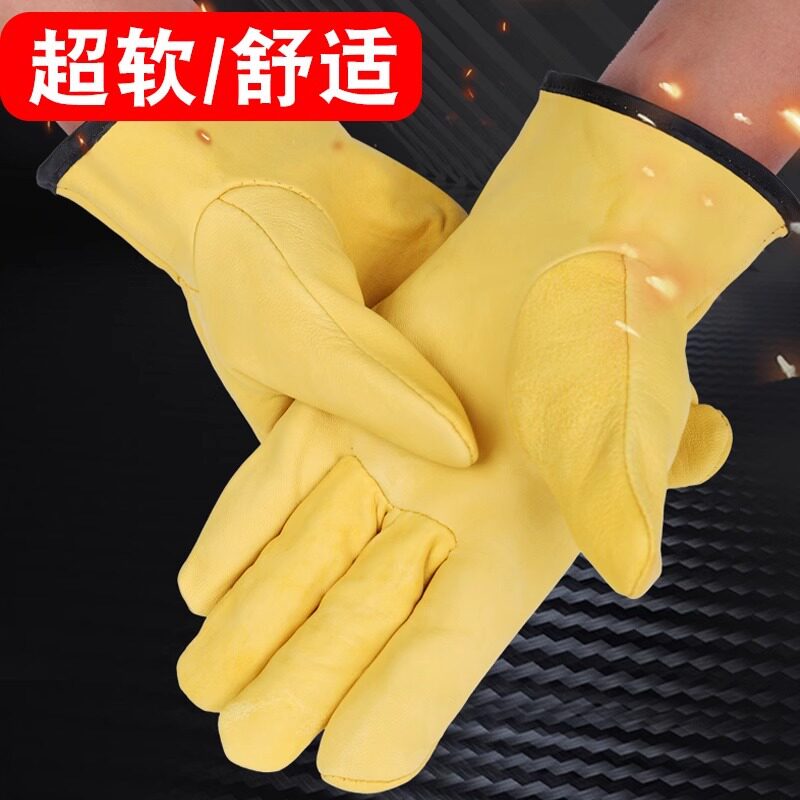 二层牛皮电焊工专用手套加长款双层加厚防烫耐磨损防火花劳保手套