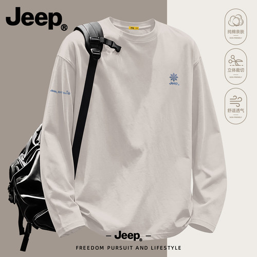 Jeep吉普纯棉长袖t恤男2026新款