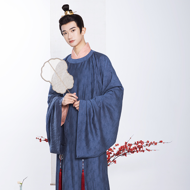 挽纱坊 原创汉服 宋制圆领袍日常 天丝提花 简约春款新品 —侗羽
