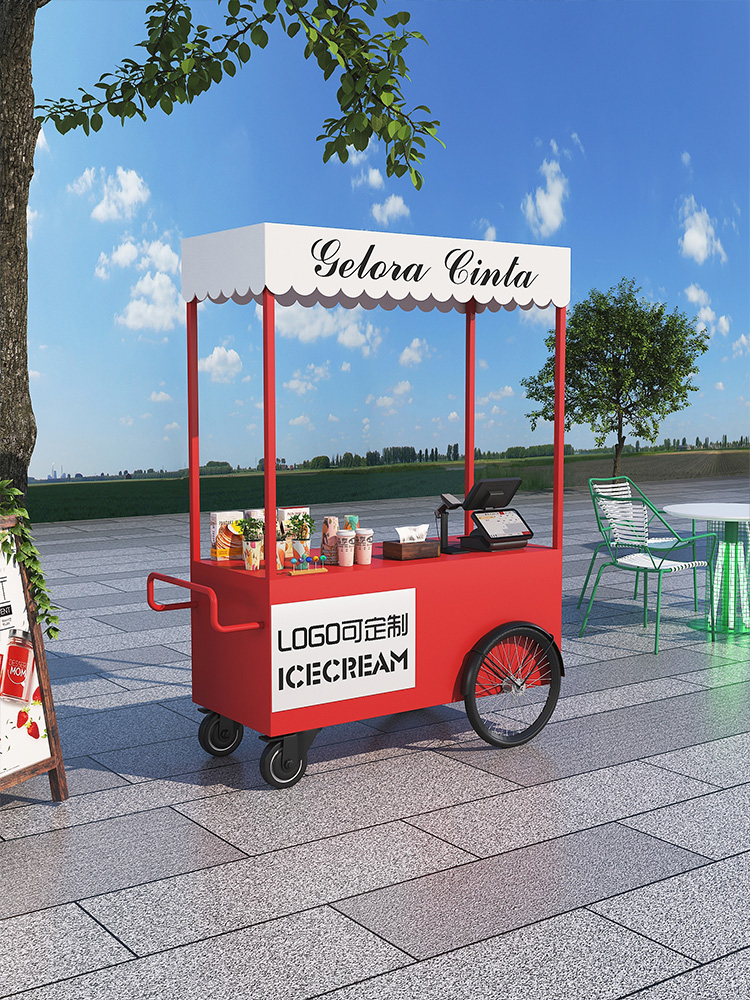 带轮摆摊小推车户外夜市花车铁艺小吃车可移动售货车地摊餐车