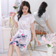 白色水墨荷花宽松凉感家居服睡衣 冰丝薄款 2026年新中式 睡裙女夏季