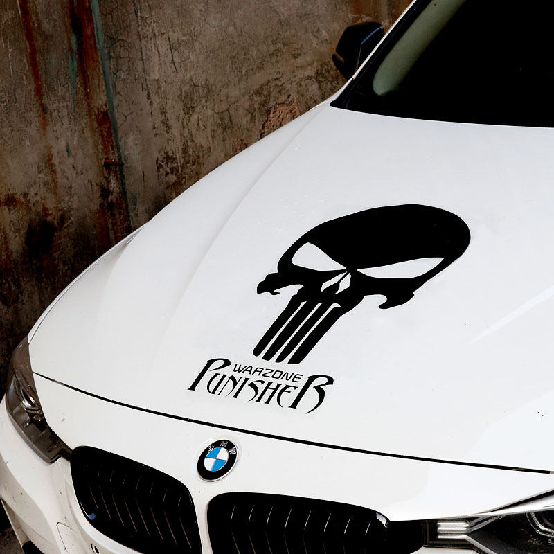 惩罚者骷髅头个性车贴 车身车门机盖划痕后挡风装饰拉花汽车贴纸