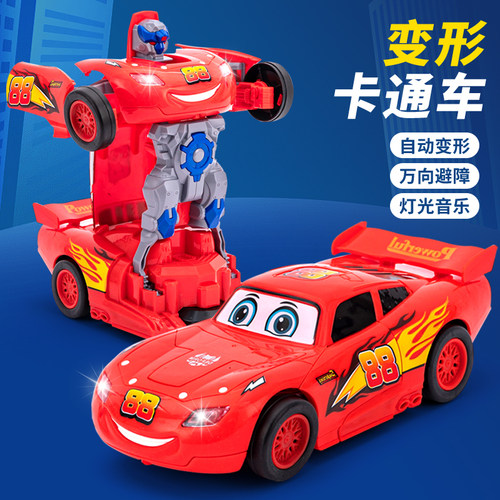2025新款儿童电动卡通变形机器人汽车玩具车男孩模型赛车警车礼物