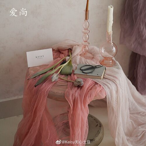 蕾丝拍照道具背景纱婚礼皱皱花束
