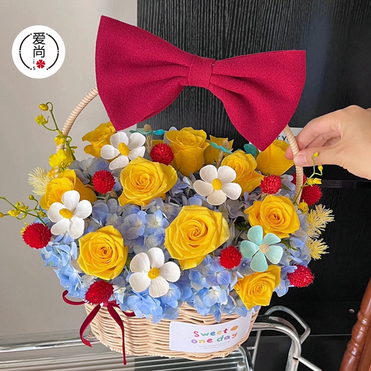 法式藤编手提花篮手工编织篮子水果篮 鲜花花束插花篮DIY包装材料