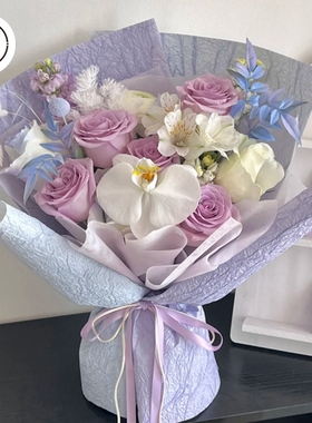 手工肌理石纹纸褶皱纹理礼物包花纸皱纹纸鲜花包装纸花艺花店材料