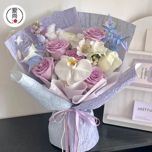 手工肌理石纹纸褶皱纹理礼物包花纸皱纹纸鲜花包装纸花艺花店材料